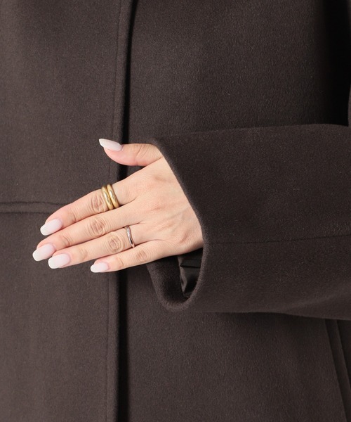 JOURNAL STANDARD（ジャーナルスタンダード）の「スーパー140ビーバーノーカラーショートコート（ノーカラーコート・レディース・ブラウン/ブラック/ピンク/ベージュ・MEDIUM/SMALL）」の21枚目の写真