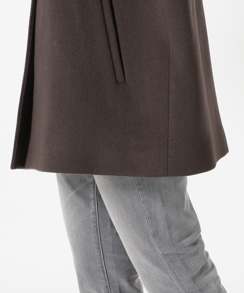 JOURNAL STANDARD（ジャーナルスタンダード）の「スーパー140ビーバーノーカラーショートコート（ノーカラーコート・レディース・ブラウン/ブラック/ピンク/ベージュ・MEDIUM/SMALL）」の6枚目の写真