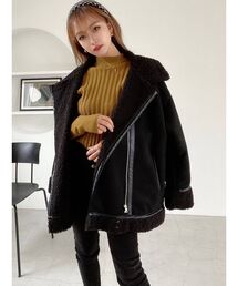 RESEXXY | ビッグシルエットフェイクムートンブルゾン(ムートンコート)