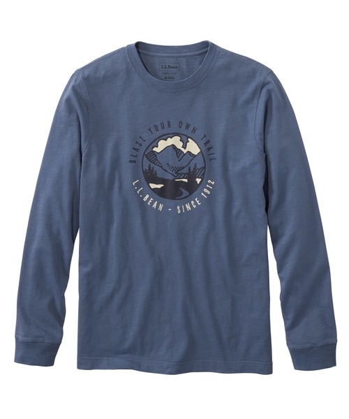 L.L.Bean（エルエルビーン）の「ジャパン・フィット　レイクウォッシュ・オーガニック・コットン・グラフィック・ティ、長袖 ジャパン・フィット（Tシャツ/カットソー・メンズ・インディゴブルー/エメラルド/ネイビー/ホワイト/ダークネイビー/ネイビー系1/ホワイト系1/ホワイト系/ブルー系/グリーン系/ネイビー系2/ホワイト系2/グリーン系2・LARGE/MEDIUM/SMALL/X-LARGE/XX-LARGE）」の13枚目の写真