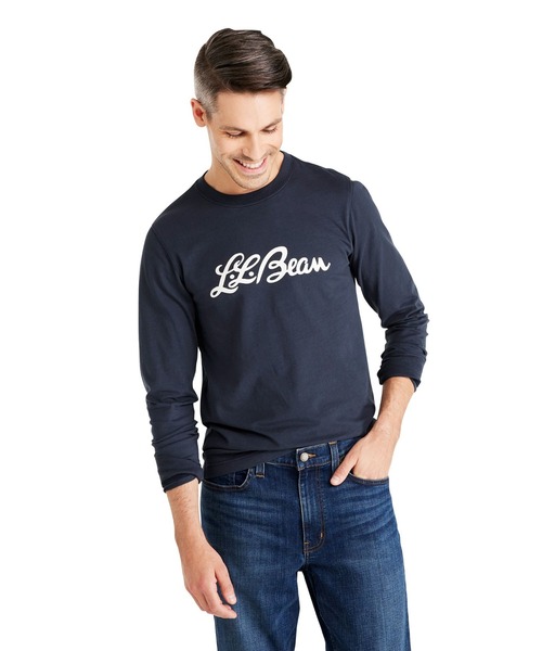 L.L.Bean（エルエルビーン）の「ジャパン・フィット　レイクウォッシュ・オーガニック・コットン・グラフィック・ティ、長袖 ジャパン・フィット（Tシャツ/カットソー・メンズ・インディゴブルー/エメラルド/ネイビー/ホワイト/ダークネイビー/ネイビー系1/ホワイト系1/ホワイト系/ブルー系/グリーン系/ネイビー系2/ホワイト系2/グリーン系2・LARGE/MEDIUM/SMALL/X-LARGE/XX-LARGE）」の18枚目の写真