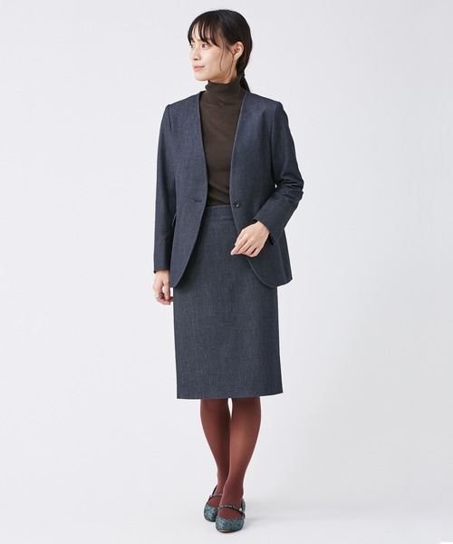 KASHIYAMA（カシヤマ）の「＜ウォッシャブル＞デニムライクストレッチスリムタイトスカート（スカート・レディース・ブラック/インディゴブルー・マルチサイズ）」の4枚目の写真