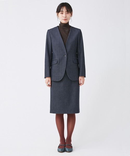 KASHIYAMA（カシヤマ）の「＜ウォッシャブル＞デニムライクストレッチスリムタイトスカート（スカート・レディース・ブラック/インディゴブルー・マルチサイズ）」の5枚目の写真