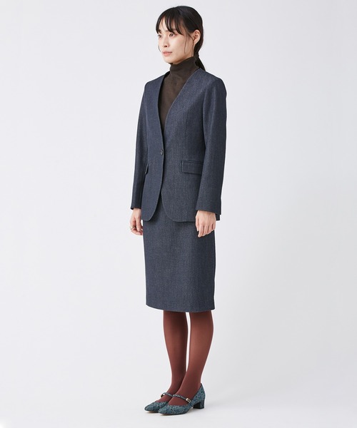 KASHIYAMA（カシヤマ）の「＜ウォッシャブル＞デニムライクストレッチスリムタイトスカート（スカート・レディース・ブラック/インディゴブルー・マルチサイズ）」の6枚目の写真