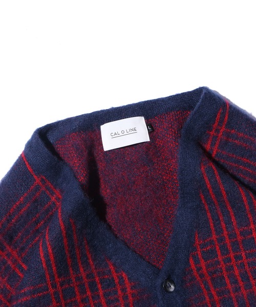 CAL O LINE（キャルオーライン）の「CAL O LINE/キャルオーライン JACQUARD MOHAIR CARDIGAN カーディガン（カーディガン/ボレロ・メンズ・ネイビー/レッド・M/XL/L）」の5枚目の写真
