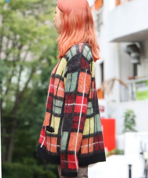 CAL O LINE（キャルオーライン）の「CAL O LINE/キャルオーライン JACQUARD MOHAIR CARDIGAN カーディガン（カーディガン/ボレロ・メンズ・ネイビー/レッド・M/XL/L）」の3枚目の写真