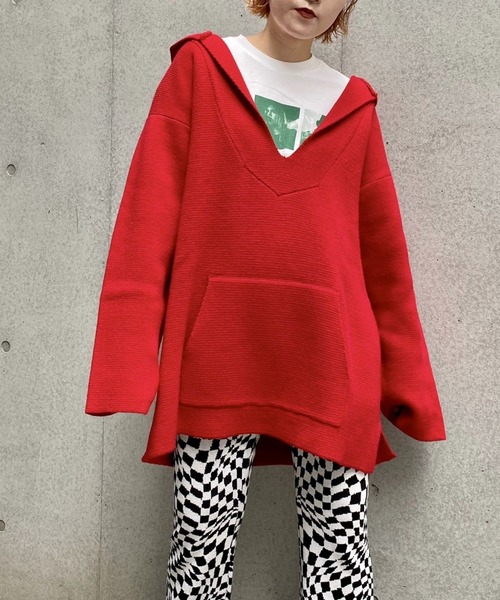 PBLIM（ページボーイリム）の「【PAGEBOYLIM】メキシカンパーカー（ニット/セーター・レディース・ブラック/パープル/レッド・MEDIUM/LARGE）」の3枚目の写真