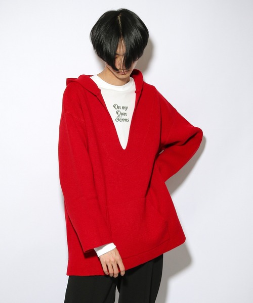 PBLIM（ページボーイリム）の「【PAGEBOYLIM】メキシカンパーカー（ニット/セーター・レディース・ブラック/パープル/レッド・MEDIUM/LARGE）」の16枚目の写真