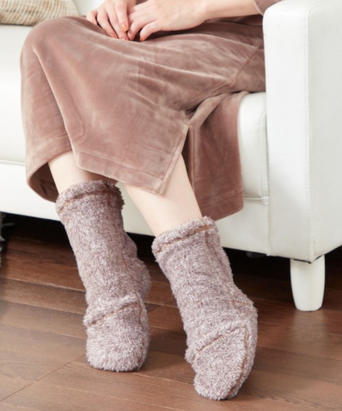 GUNZE(グンゼ)の「UCHI-COLLE/ウチコレ おやすみソックス つま先開閉(ソックス/靴下・レディース・モカ/ベージュ系その他/スモークピンク・23-25)」の1枚目の写真