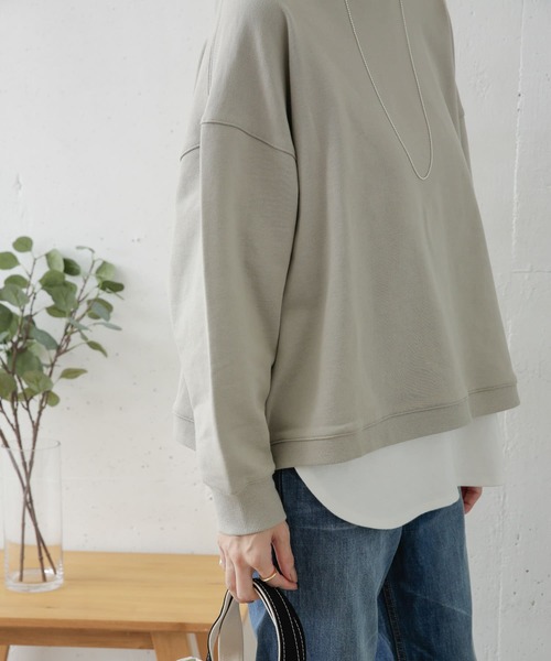 URBAN RESEARCH DOORS（アーバンリサーチドアーズ）の「『UR TECH』スウェットショートプルオーバー（スウェット・レディース・ライトベージュ/ミント/スミクロ・ONE）」の9枚目の写真