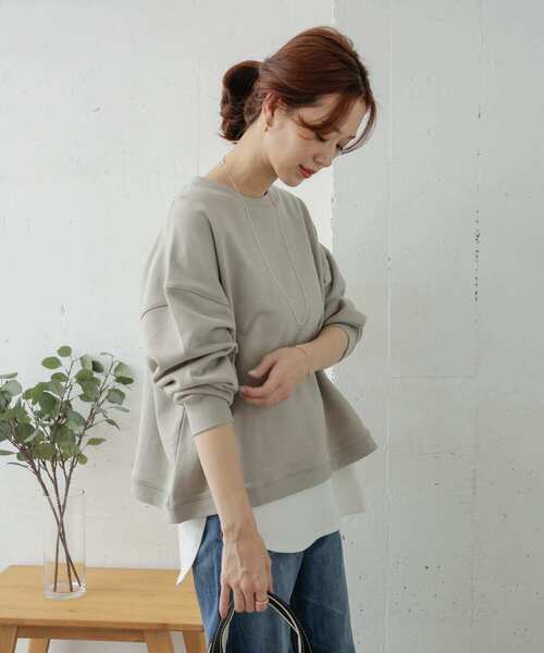 URBAN RESEARCH DOORS（アーバンリサーチドアーズ）の「『UR TECH』スウェットショートプルオーバー（スウェット・レディース・ライトベージュ/ミント/スミクロ・ONE）」の11枚目の写真