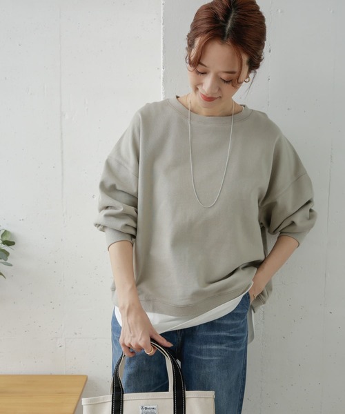 URBAN RESEARCH DOORS（アーバンリサーチドアーズ）の「『UR TECH』スウェットショートプルオーバー（スウェット・レディース・ライトベージュ/ミント/スミクロ・ONE）」の13枚目の写真