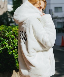 GUESS/ゲス UNI HOODIE KNIT JKT フーデッドジャケット ブランドロゴ