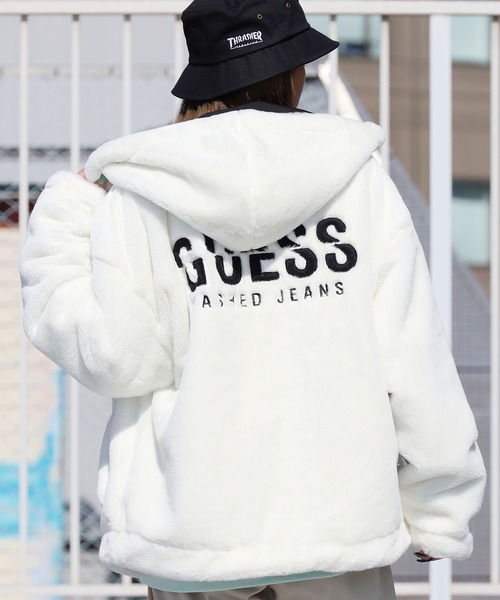 Guess(ゲス)の「GUESS/ゲス UNI HOODIE KNIT JKT フーデッドジャケット ブランドロゴ(ブルゾン・メンズ・アイボリー/ブラック・L/XL/M)」の21枚目の写真