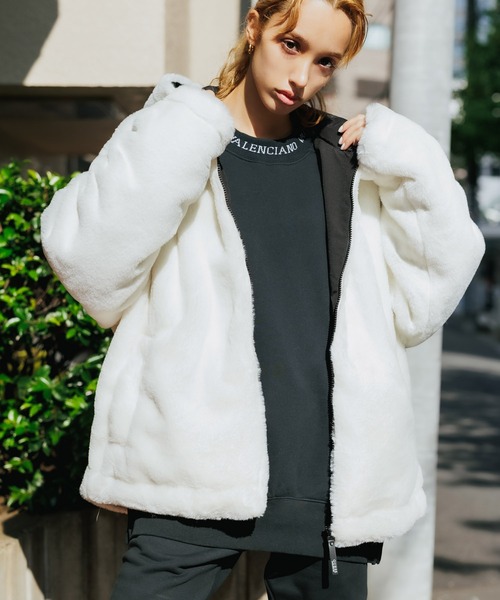 GUESS/ゲス UNI HOODIE KNIT JKT フーデッドジャケット ブランドロゴ