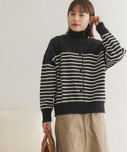 FORK&SPOON(フォークアンドスプーン)の「【一部WEB限定カラー】FORK&SPOON 2WAYクルーカーディガン(カーディガン/ボレロ・レディース・ブラウン/オフホワイト/ブルー系その他/グリーン・ONE)」の4枚目の写真