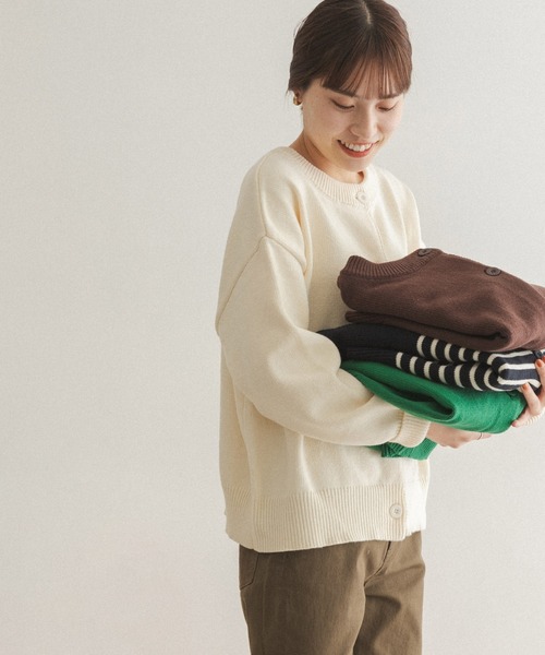 FORK&SPOON(フォークアンドスプーン)の「【一部WEB限定カラー】FORK&SPOON 2WAYクルーカーディガン(カーディガン/ボレロ・レディース・ブラウン/オフホワイト/ブルー系その他/グリーン・ONE)」の2枚目の写真