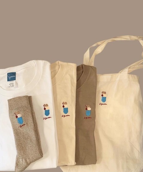 spoon store(スプーンストア)の「spoon×喫茶店パオーン クリームソーダ トートバッグ(トートバッグ・レディース・ナチュラル・MEDIUM)」の5枚目の写真