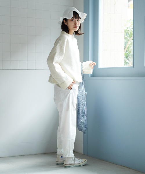 bulle de savon（ビュルデサボン）の「ウール/ブークレ裏毛　プルオーバー（スウェット・レディース・ホワイト/グレー・FREE）」の12枚目の写真