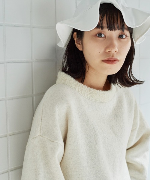 bulle de savon（ビュルデサボン）の「ウール/ブークレ裏毛　プルオーバー（スウェット・レディース・ホワイト/グレー・FREE）」の13枚目の写真