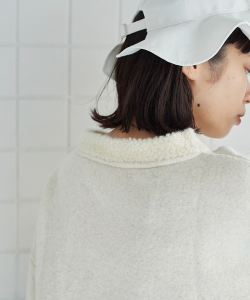 bulle de savon（ビュルデサボン）の「ウール/ブークレ裏毛　プルオーバー（スウェット・レディース・ホワイト/グレー・FREE）」の7枚目の写真