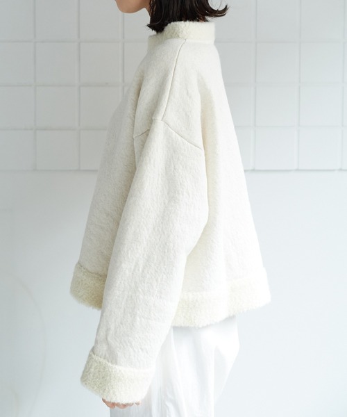 bulle de savon（ビュルデサボン）の「ウール/ブークレ裏毛　プルオーバー（スウェット・レディース・ホワイト/グレー・FREE）」の11枚目の写真