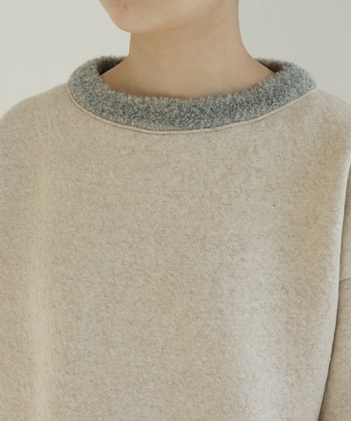 bulle de savon（ビュルデサボン）の「ウール/ブークレ裏毛　プルオーバー（スウェット・レディース・ホワイト/グレー・FREE）」の17枚目の写真
