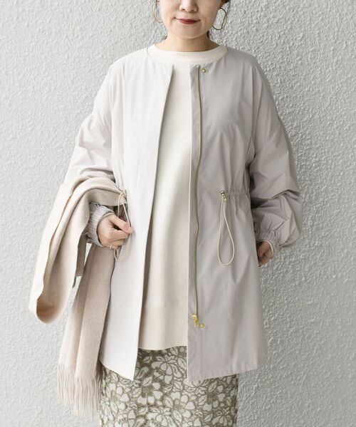 SHIPS（シップス）の「*〈撥水加工/手洗い可能〉SOLOTEXノーカラードロストコート◇（ノーカラーコート・レディース・ネイビー/オリーブ/ナチュラル/ベージュ系・ONE SIZE）」の19枚目の写真