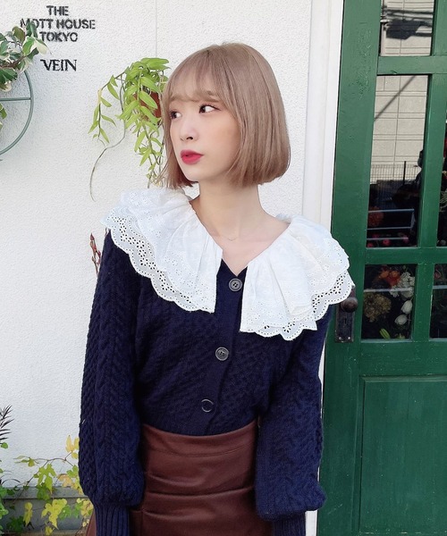 Voyage titty&Co.PETIT(ボヤージュティティアンドコープチ)の「【Voyage titty&Co.】ダブルレースカラーニットカーデトップス(ニット/セーター・レディース・ネイビー・FREE)」の8枚目の写真