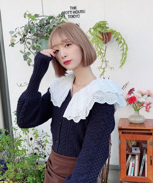 Voyage titty&Co.PETIT(ボヤージュティティアンドコープチ)の「【Voyage titty&Co.】ダブルレースカラーニットカーデトップス(ニット/セーター・レディース・ネイビー・FREE)」の11枚目の写真