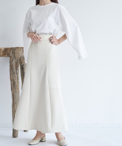 VANNIE U（ヴァニーユー）の「パターンフレアスカート/2WAYウエスト（低身長着用可能）/セットアップ着用可能商品（スカート・レディース・ライトブルー/アイボリー/ブラック/ベージュ/ピンク・FREE）」の12枚目の写真