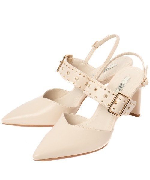 R&E(アールアンドイー)の「【R&E】スタッズベルトストラップスティックヒールパンプス(パンプス・レディース・アイボリー/ブラック/ベージュ系/アイボリー系・22.0cm/22.5cm/23.0cm/23.5cm/24.0cm/24.5cm)」の8枚目の写真