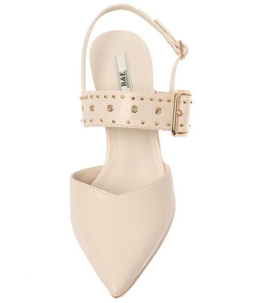 R&E(アールアンドイー)の「【R&E】スタッズベルトストラップスティックヒールパンプス(パンプス・レディース・アイボリー/ブラック/ベージュ系/アイボリー系・22.0cm/22.5cm/23.0cm/23.5cm/24.0cm/24.5cm)」の5枚目の写真