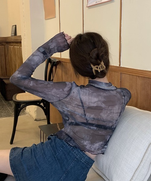 HALEY PESCA(ヘーリーペスカ)の「HALEY PESCA/ミニ丈 シースルートップス カットソー(Tシャツ/カットソー・レディース・ブラック系その他2/ブラック系その他・FREE)」の16枚目の写真