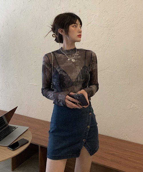 HALEY PESCA(ヘーリーペスカ)の「HALEY PESCA/ミニ丈 シースルートップス カットソー(Tシャツ/カットソー・レディース・ブラック系その他2/ブラック系その他・FREE)」の17枚目の写真
