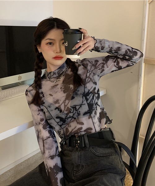 HALEY PESCA(ヘーリーペスカ)の「HALEY PESCA/ミニ丈 シースルートップス カットソー(Tシャツ/カットソー・レディース・ブラック系その他2/ブラック系その他・FREE)」の13枚目の写真