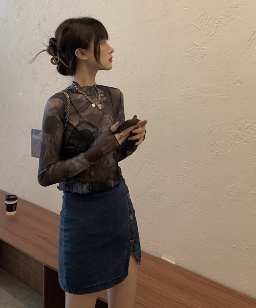 HALEY PESCA(ヘーリーペスカ)の「HALEY PESCA/ミニ丈 シースルートップス カットソー(Tシャツ/カットソー・レディース・ブラック系その他2/ブラック系その他・FREE)」の19枚目の写真