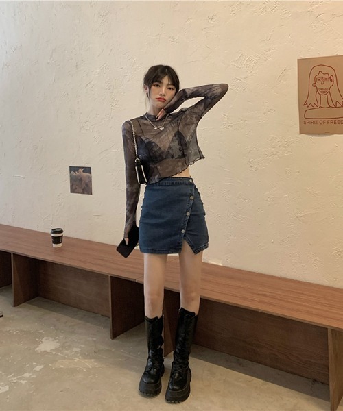 HALEY PESCA(ヘーリーペスカ)の「HALEY PESCA/ミニ丈 シースルートップス カットソー(Tシャツ/カットソー・レディース・ブラック系その他2/ブラック系その他・FREE)」の22枚目の写真