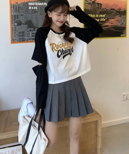 meJane(ミージェーン)の「配色ラグランスリーブショルダースリットクロップドロンT【ZOZOTOWN限定】(Tシャツ/カットソー・レディース・ブラック/ネイビー/レッド・FREE)」の4枚目の写真