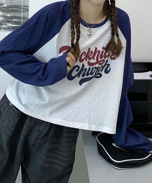 meJane(ミージェーン)の「配色ラグランスリーブショルダースリットクロップドロンT【ZOZOTOWN限定】(Tシャツ/カットソー・レディース・ブラック/ネイビー/レッド・FREE)」の11枚目の写真