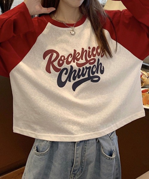 meJane(ミージェーン)の「配色ラグランスリーブショルダースリットクロップドロンT【ZOZOTOWN限定】(Tシャツ/カットソー・レディース・ブラック/ネイビー/レッド・FREE)」の12枚目の写真