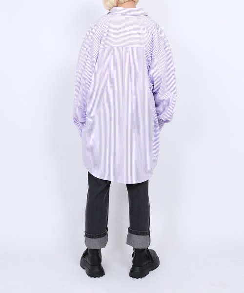 PUNYUS(プニュズ)の「キャンディストライプシャツ(シャツ/ブラウス・レディース・パープル/ブルー/グリーン/ピンク・1/2/4/3)」の6枚目の写真