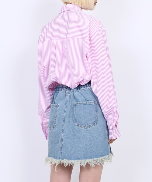 PUNYUS(プニュズ)の「キャンディストライプシャツ(シャツ/ブラウス・レディース・パープル/ブルー/グリーン/ピンク・1/2/4/3)」の7枚目の写真