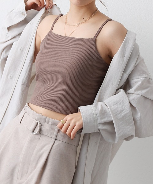 COLONY 2139（コロニートゥーワンスリーナイン）の「カップ付リブクロップドキャミソール（キャミソール・レディース・ブラック/アイボリー/モカ・SMALL/MEDIUM/LARGE）」の3枚目の写真