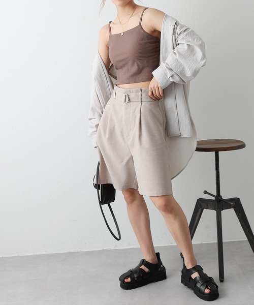 COLONY 2139（コロニートゥーワンスリーナイン）の「カップ付リブクロップドキャミソール（キャミソール・レディース・ブラック/アイボリー/モカ・SMALL/MEDIUM/LARGE）」の5枚目の写真