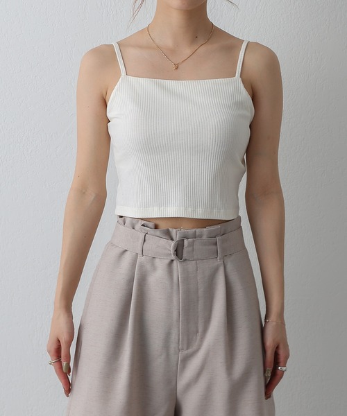 COLONY 2139（コロニートゥーワンスリーナイン）の「カップ付リブクロップドキャミソール（キャミソール・レディース・ブラック/アイボリー/モカ・SMALL/MEDIUM/LARGE）」の18枚目の写真