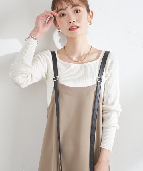 prose verse(プロズヴェール)の「スクエアネックリブニット(ニット/セーター・レディース・ホワイト/ブラック/ピンク/ライム/ホワイト系その他・MEDIUM)」の2枚目の写真