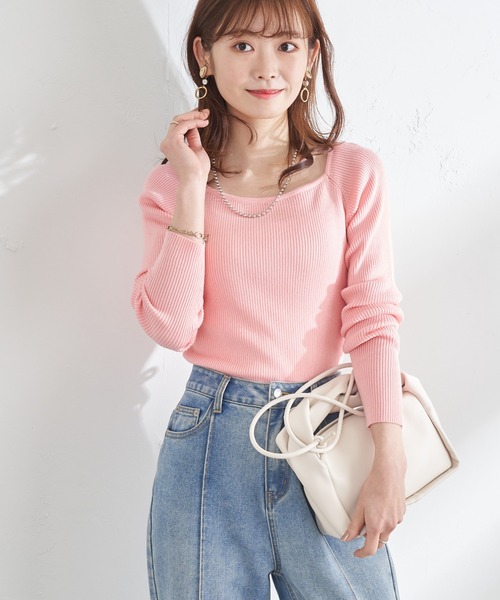 prose verse(プロズヴェール)の「スクエアネックリブニット(ニット/セーター・レディース・ホワイト/ブラック/ピンク/ライム/ホワイト系その他・MEDIUM)」の5枚目の写真