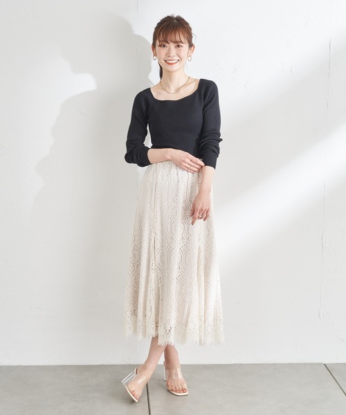 prose verse(プロズヴェール)の「スクエアネックリブニット(ニット/セーター・レディース・ホワイト/ブラック/ピンク/ライム/ホワイト系その他・MEDIUM)」の8枚目の写真