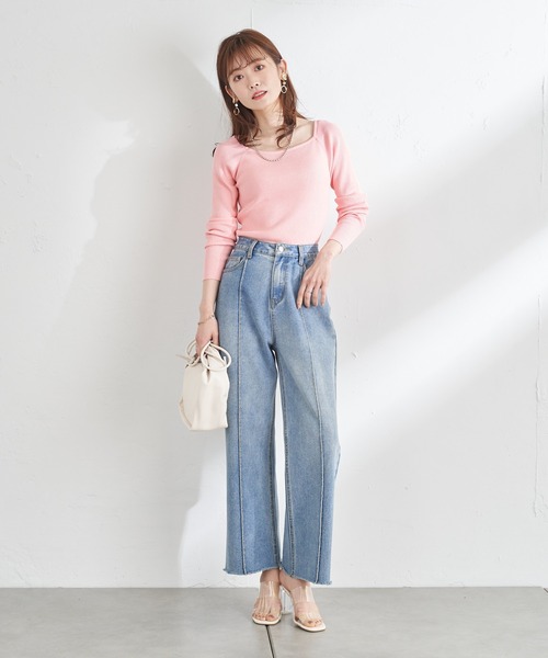 prose verse(プロズヴェール)の「スクエアネックリブニット(ニット/セーター・レディース・ホワイト/ブラック/ピンク/ライム/ホワイト系その他・MEDIUM)」の12枚目の写真